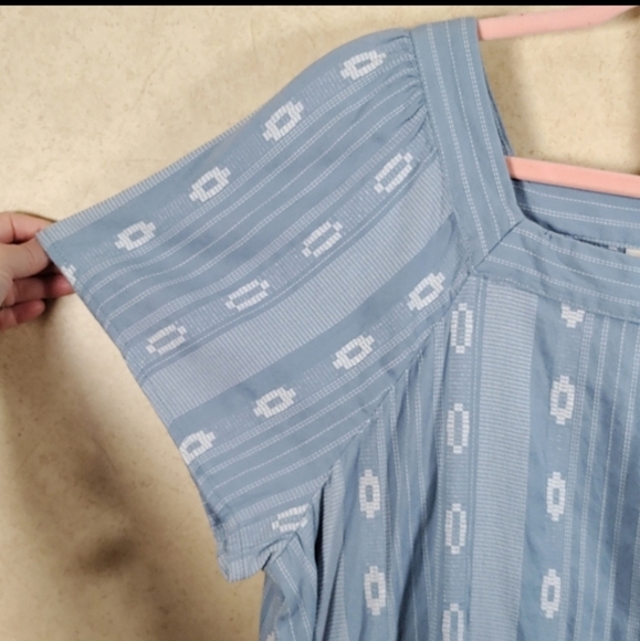 1132 Style & Co blue & white square neck tie front blouse XXL - Picture 5 of 10